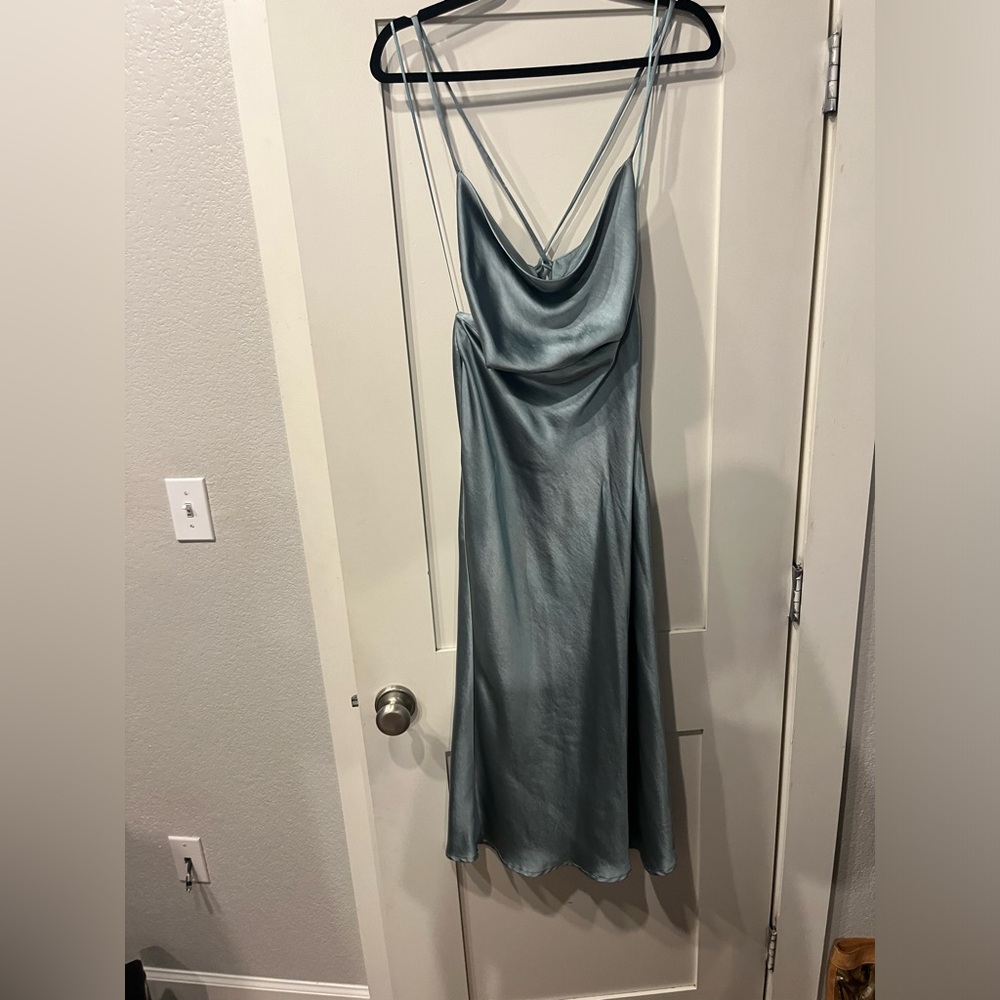 Blue satin dress